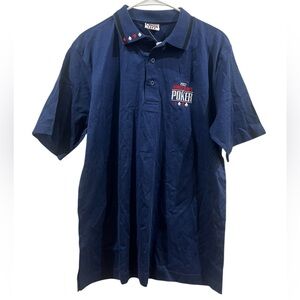 NWT 2007 World Series of Poker Tournament Polo Shirt medium size navy blue